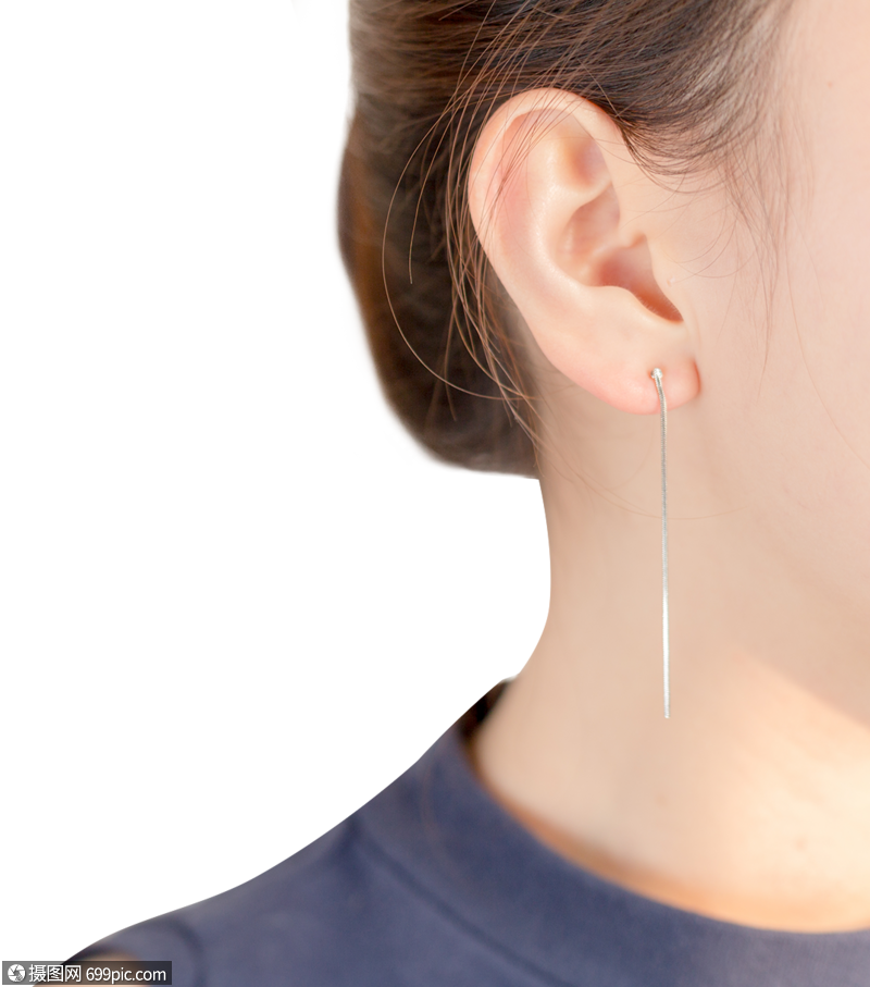 清新文艺美女耳朵耳环特写人物女孩