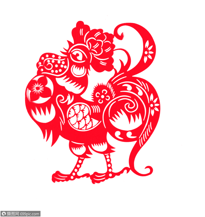 新春十二生肖中国剪纸鸡