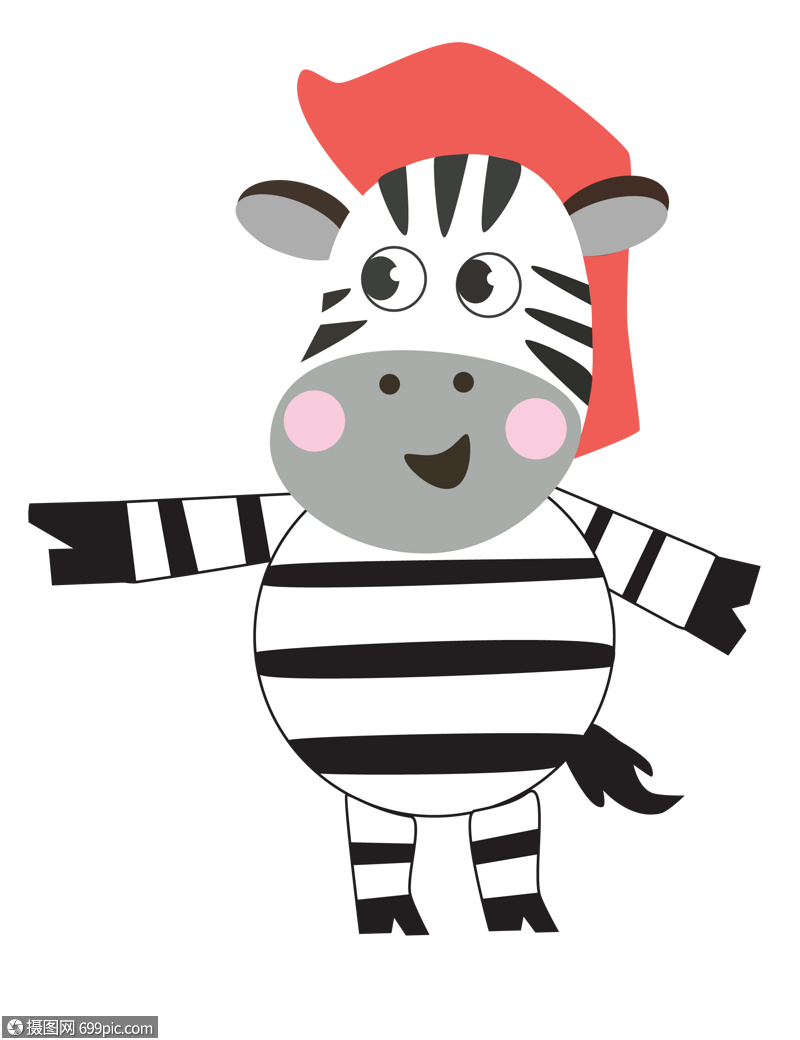 卡通斑马简约矢量图片