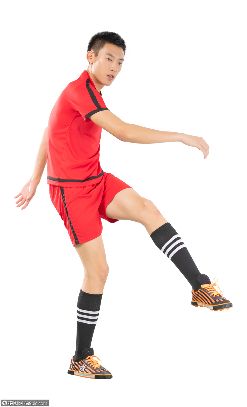 足球运动员踢球动作