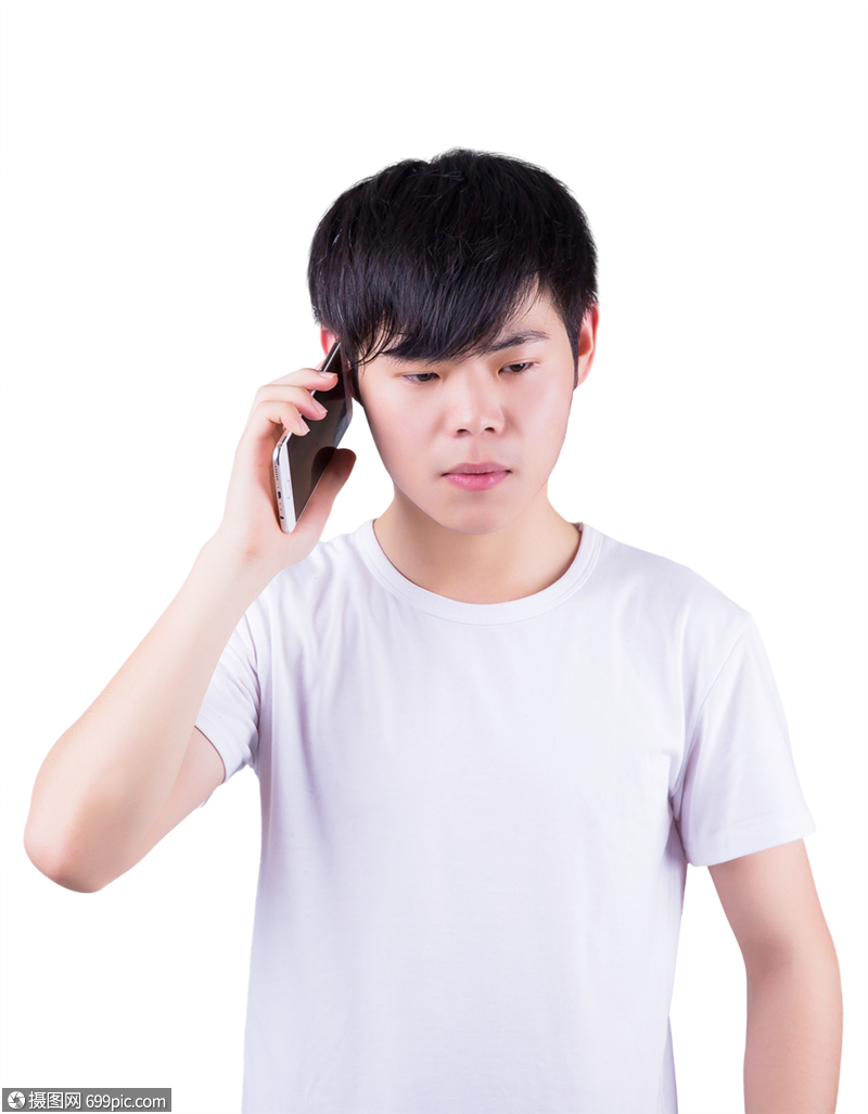 棚拍个人男孩接听电话形象