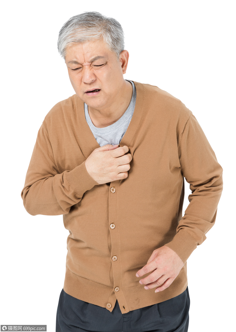 老年男性胸口疼形象心脏病疼痛