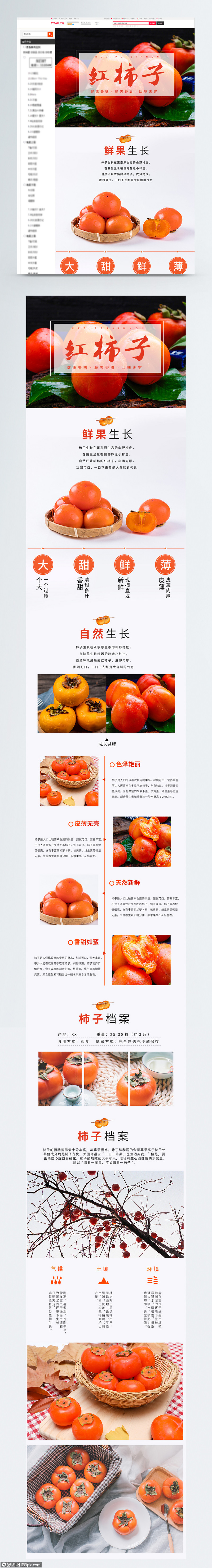 新鲜香甜红柿子促销淘宝详情页