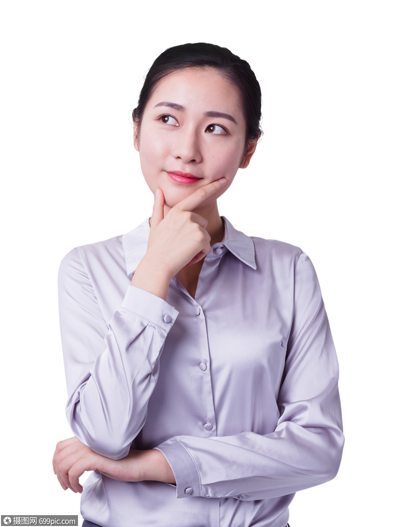 职业女性思考形象棚拍中国年轻人