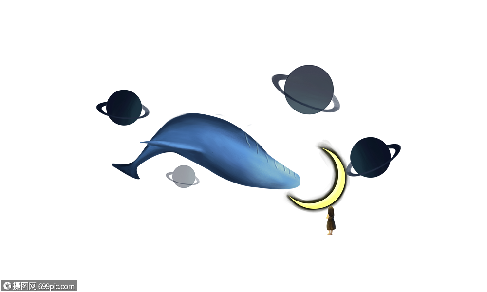 梦幻鲸鱼和月亮