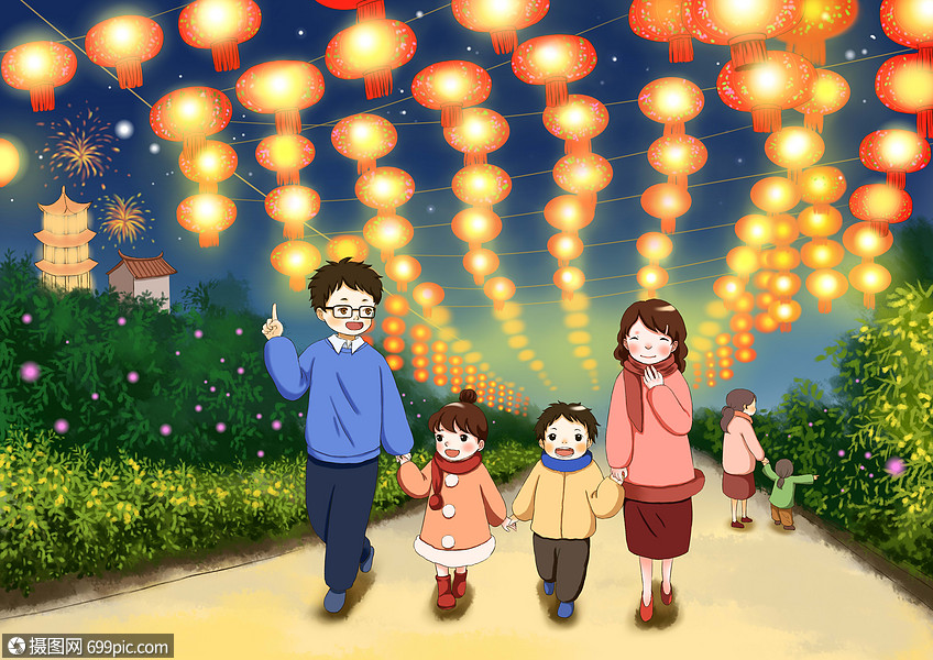 元宵节看花灯灯笼图片