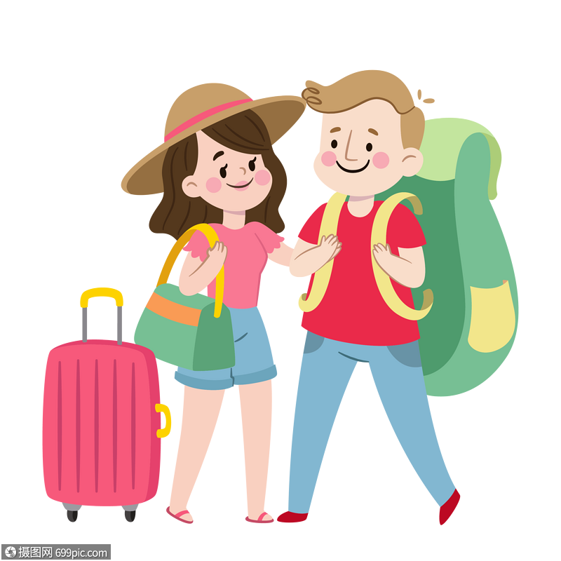 浪漫可爱情侣相约出游