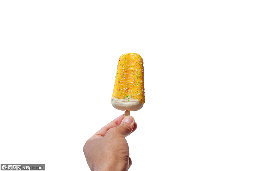 手拿黄色雪糕