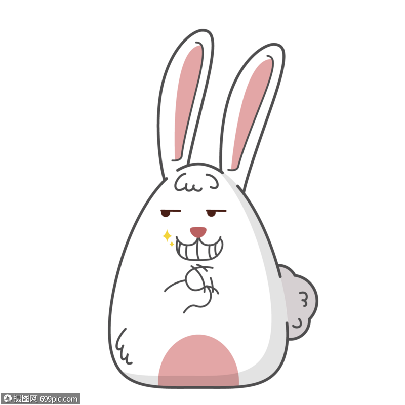 可爱小兔坏笑鼓掌小兔子创意手绘