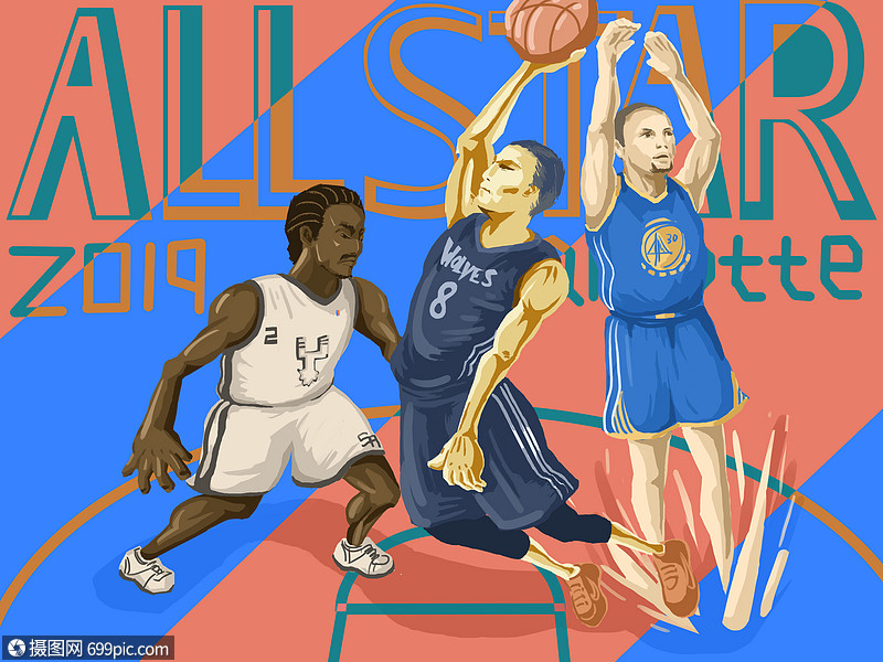 NBA全明星照片 漫画图片