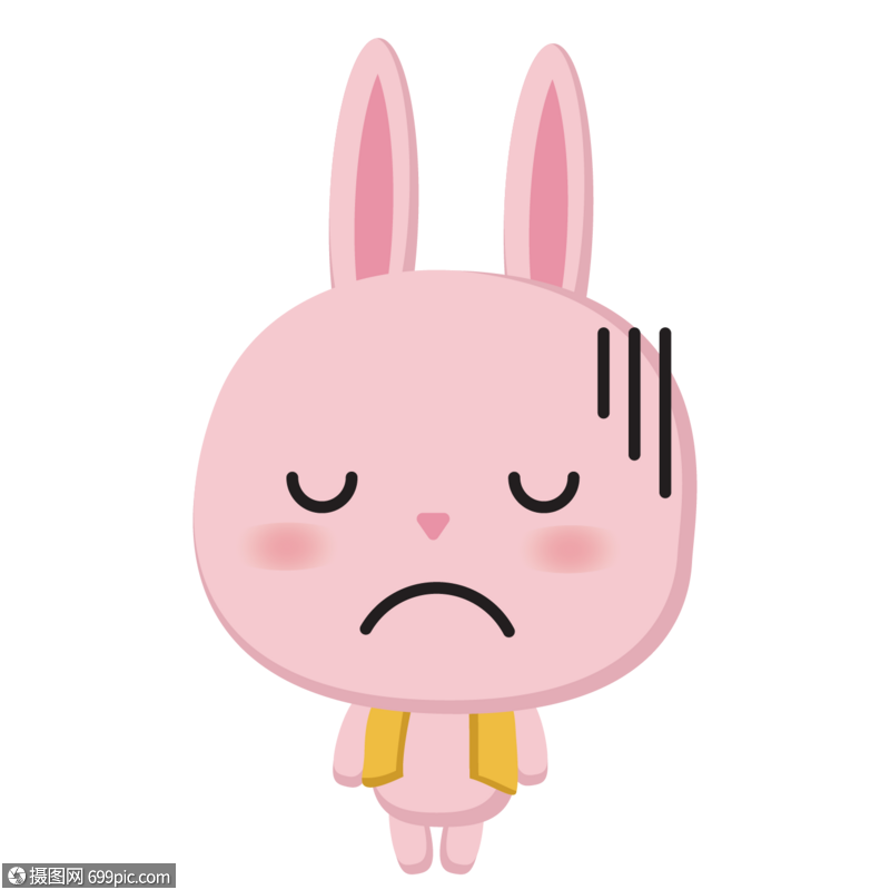 无奈黑线的小兔子搞怪卡通小表情