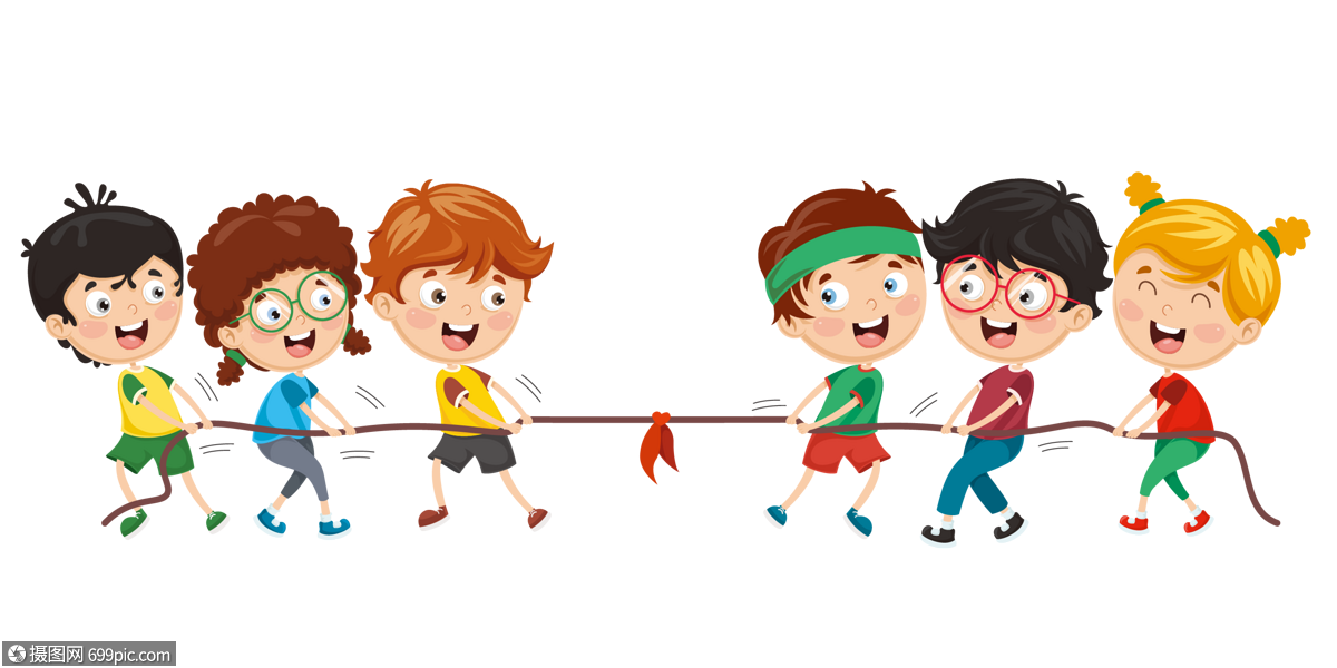 免抠元素 手绘/卡通元素 劳动节 拔河的孩子们.ai