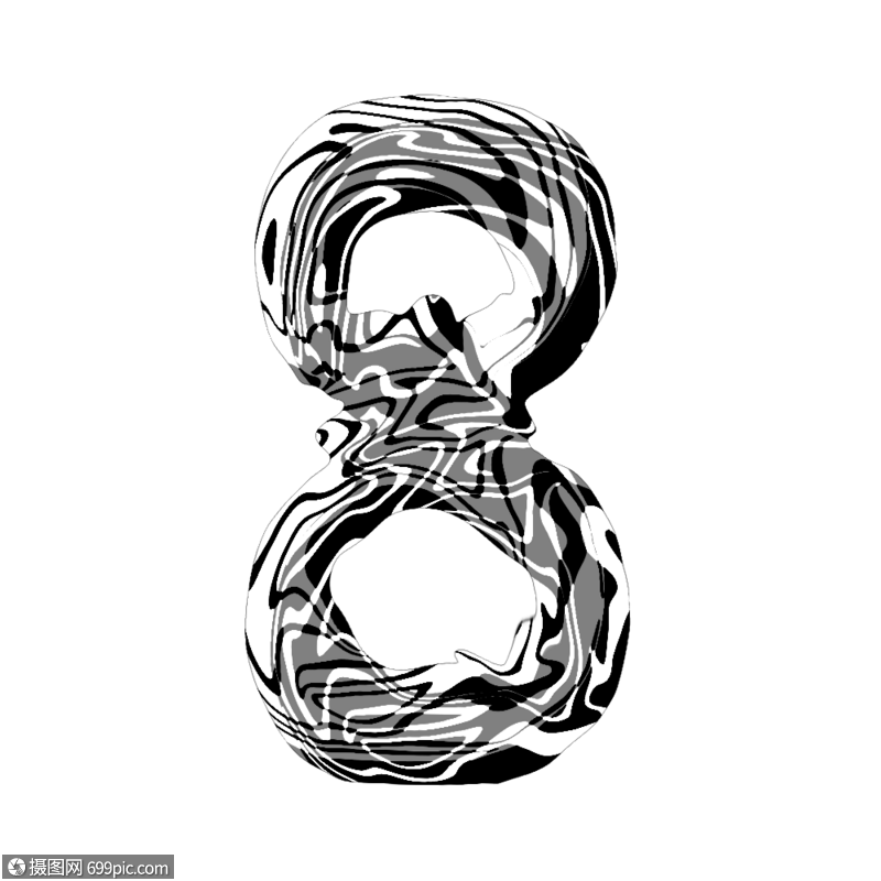 黑白纹理数字8创意数字字体