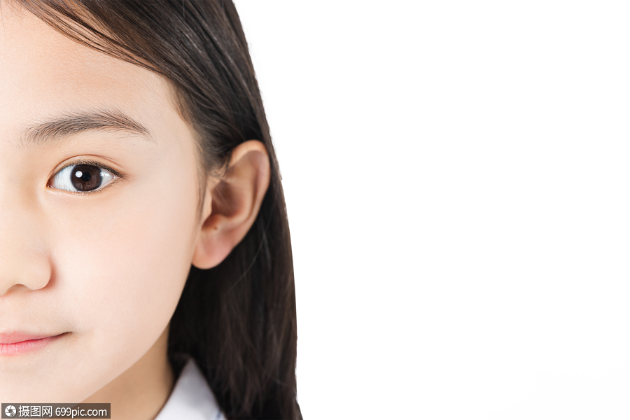 小学生女生眼睛特写可爱真人