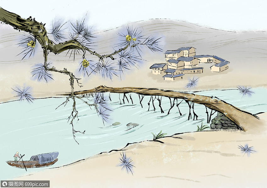 水墨乡村中国风自然