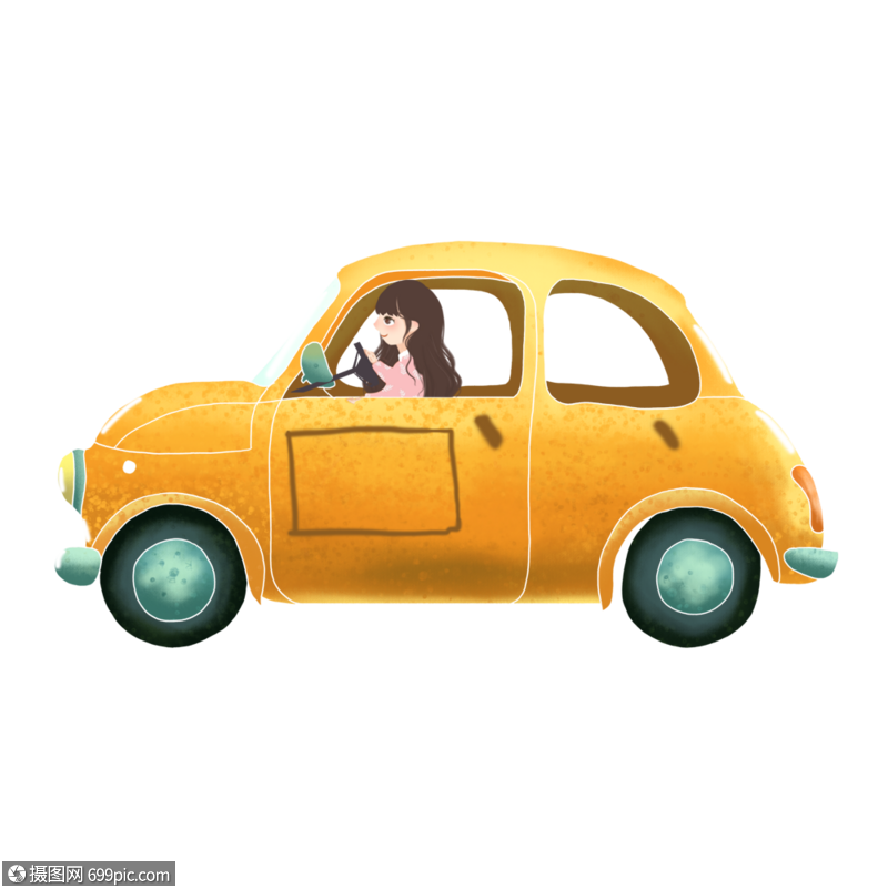 手绘/卡通元素 开车旅游的女孩.png