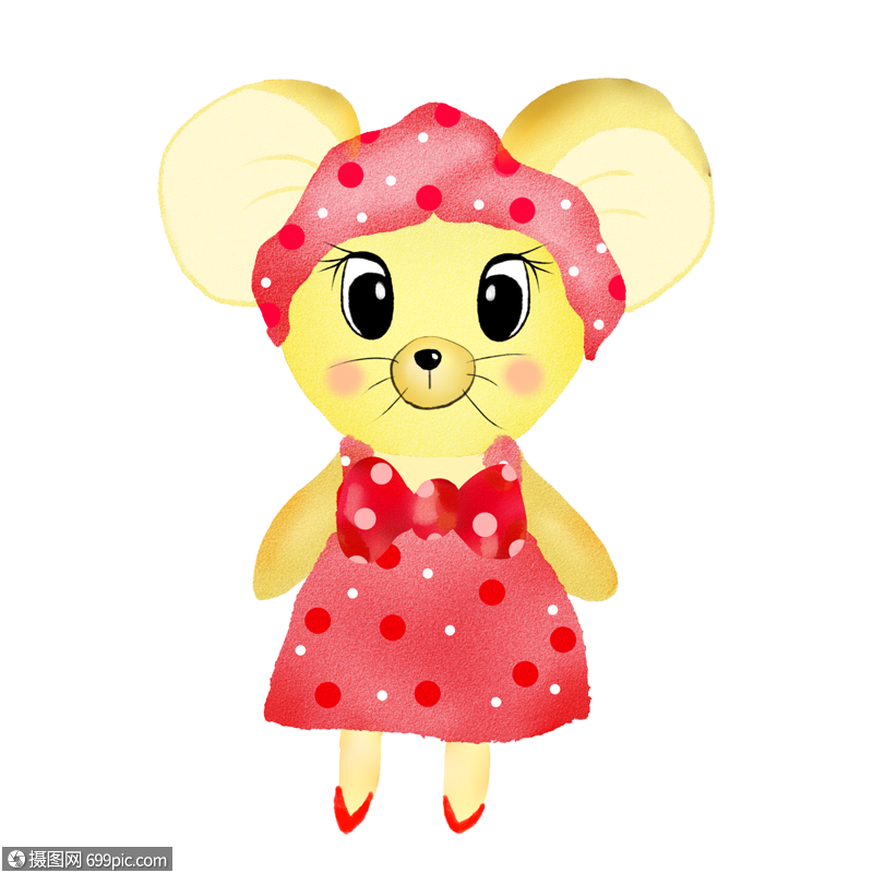 免抠元素 手绘/卡通元素 穿裙子的老鼠.png