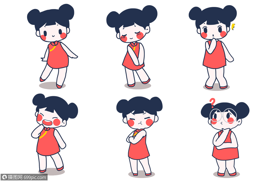 中国娃娃表情包旗袍可爱