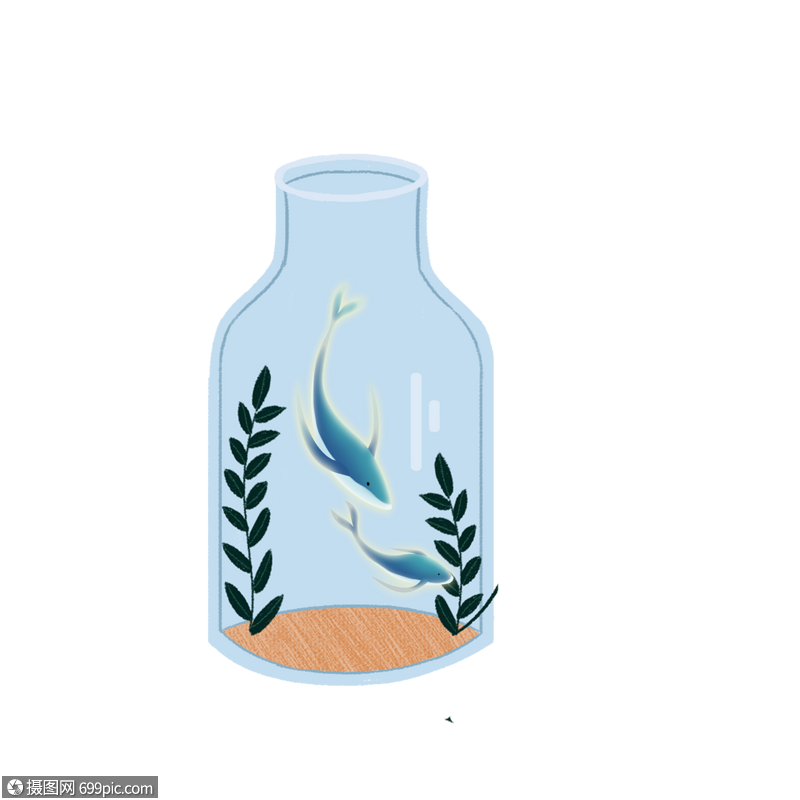 卡通海,豚玻璃瓶