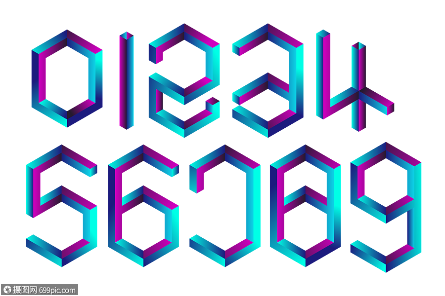 阿拉伯数字纪念碑谷字体25d