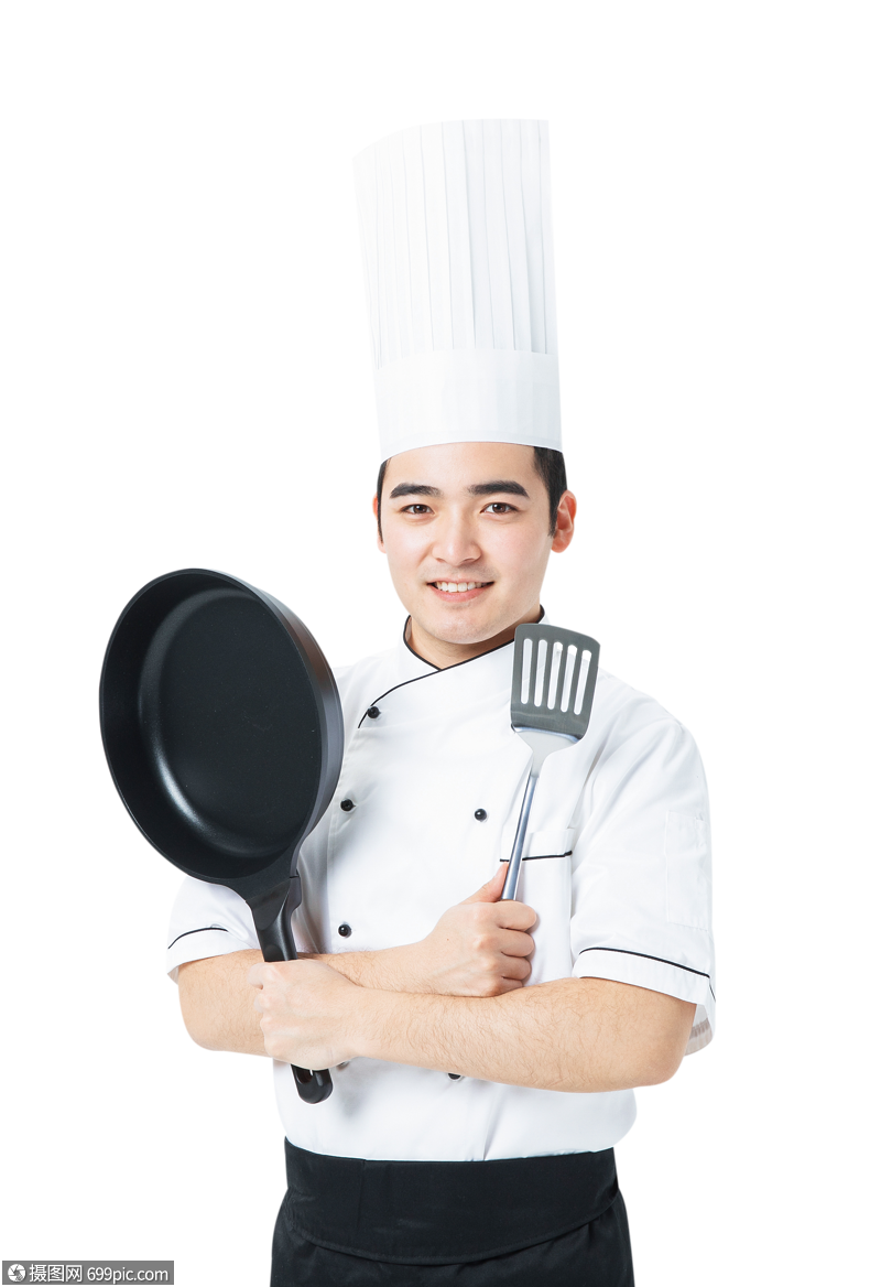 厨师拿着锅