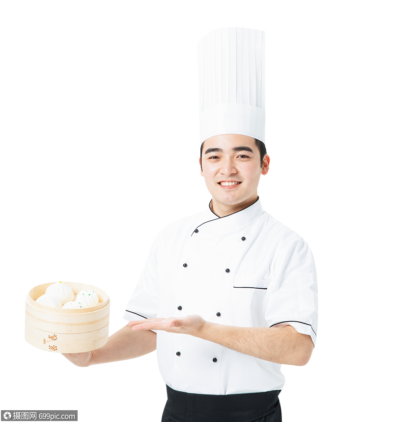 厨师拿着蒸笼包子