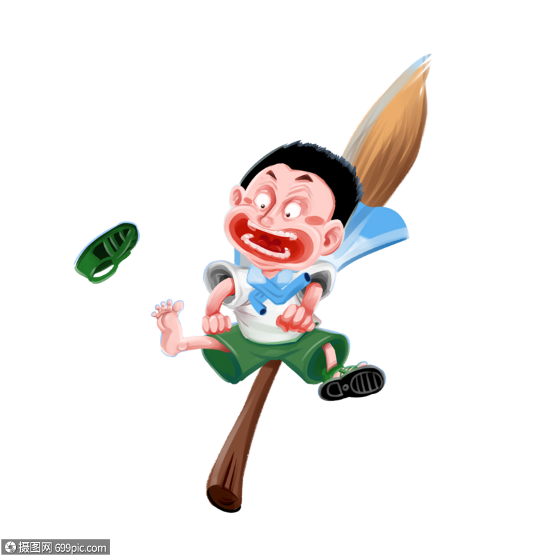 骑着魔法扫把的男孩