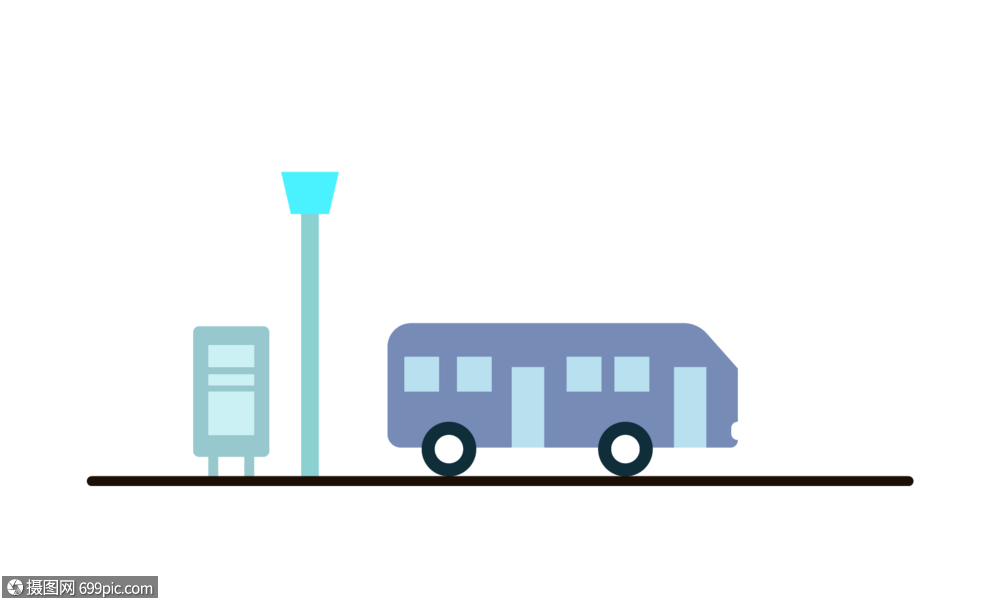 公交车插画元素车站公交站点