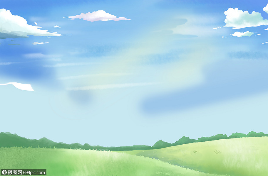 手绘风景背景小清新蓝天