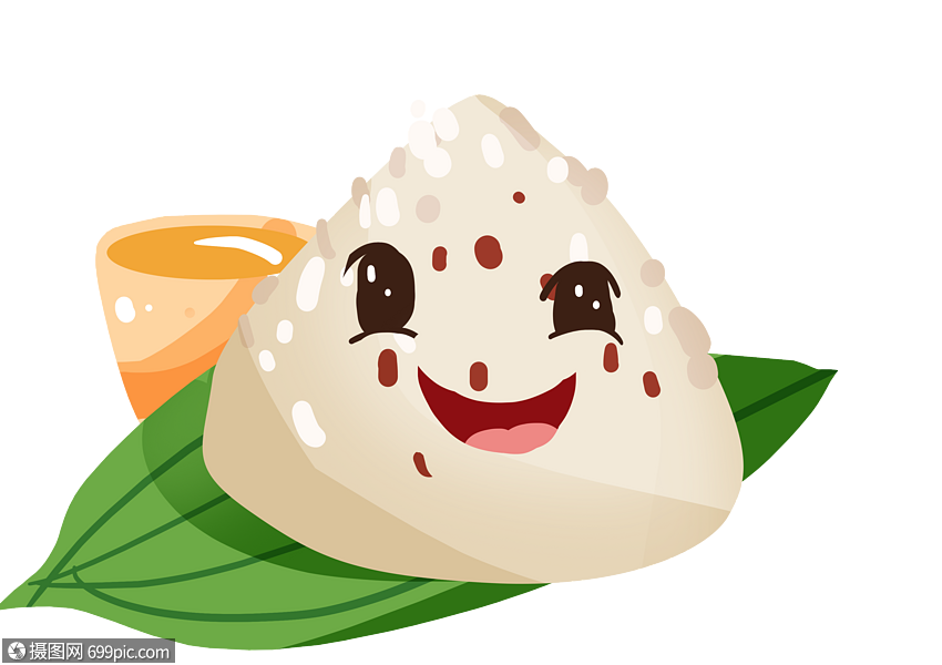 手绘卡通简约端午节红豆粽子拟人可爱免抠图片素材.