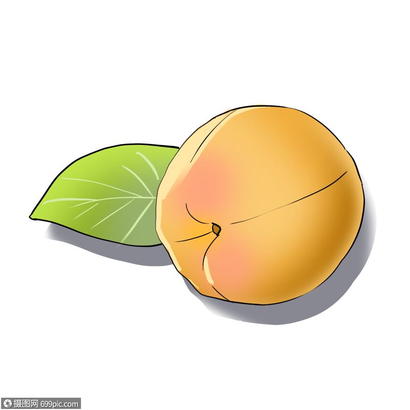 免抠元素 手绘/卡通元素 好吃的水果黄桃.psd