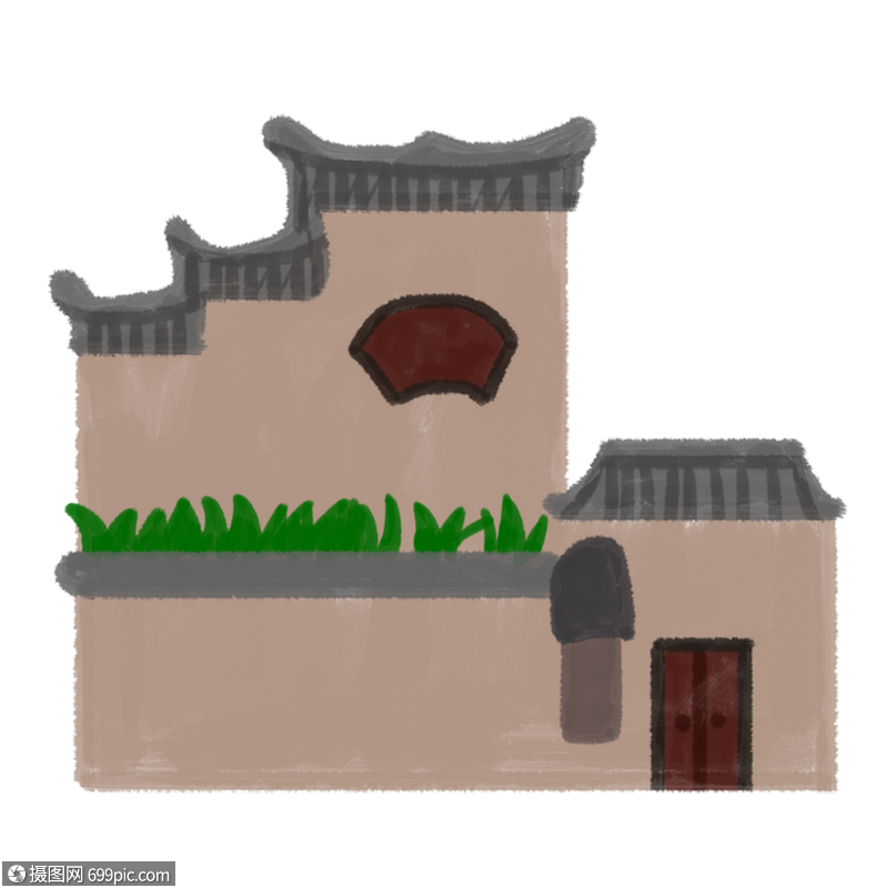 古代房子中式卡通图片