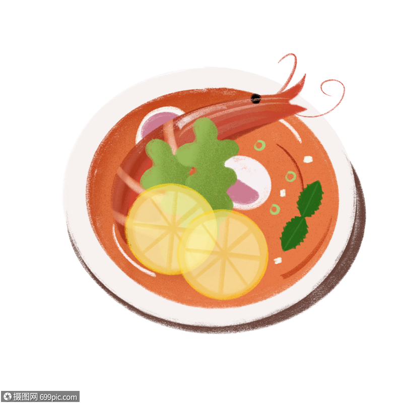 冬阴功汤美食插画图片