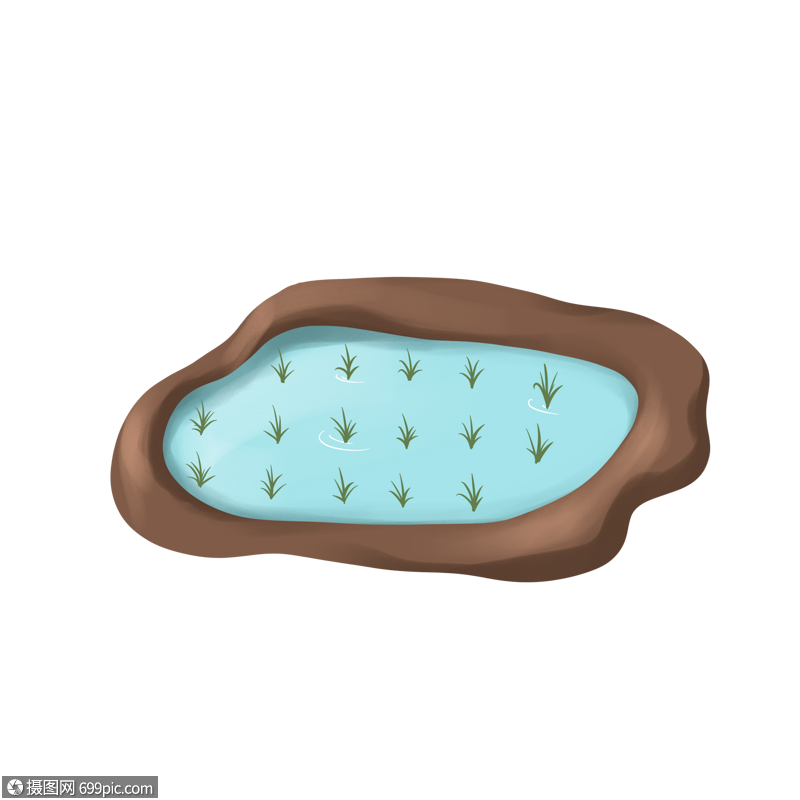 手绘卡通小清新可爱小满稻田水田水稻插秧绿色创意元素免扣