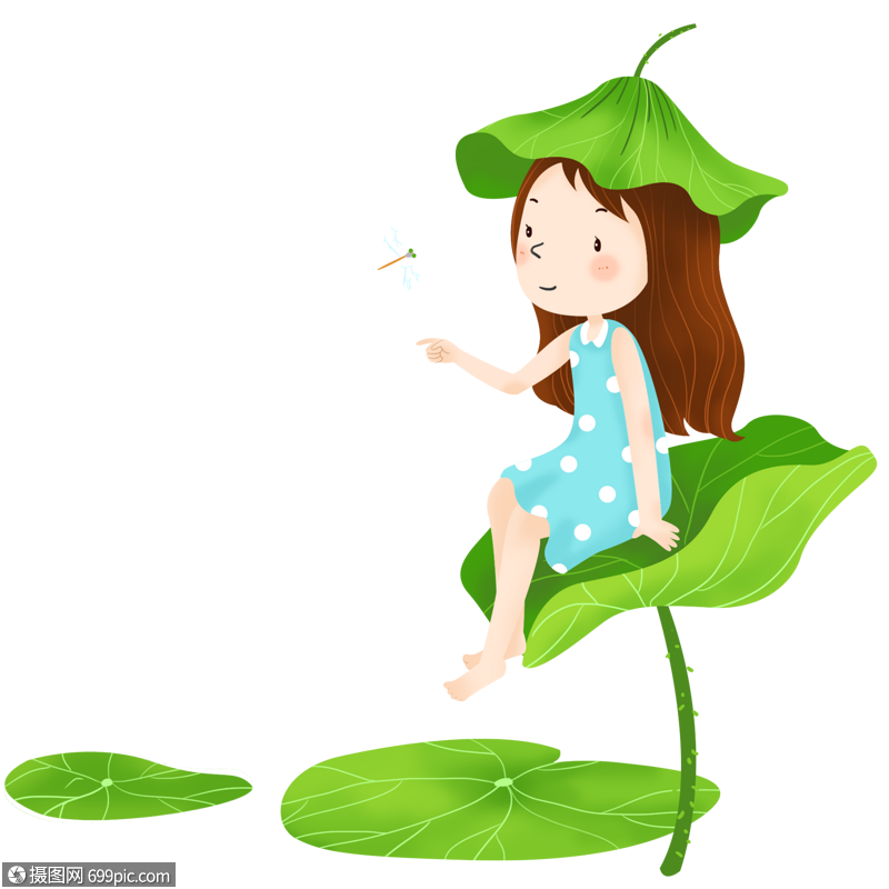 立夏小女孩坐荷叶