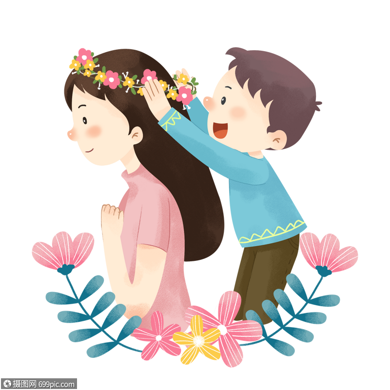 母亲节孩子给母亲带花环