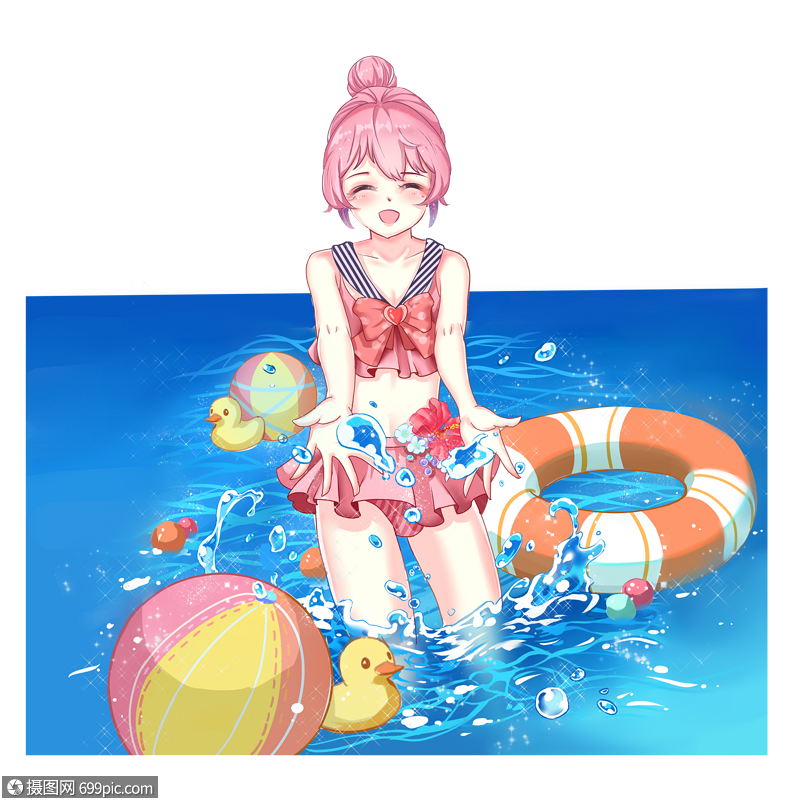 海边戏水泳装玩水图片