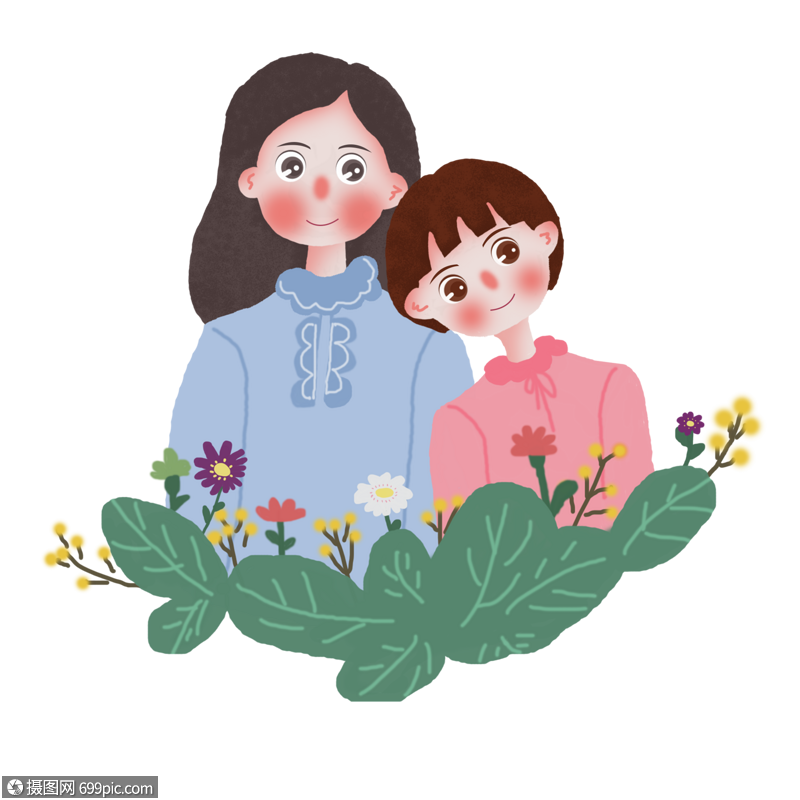 女儿依偎在妈妈的怀里