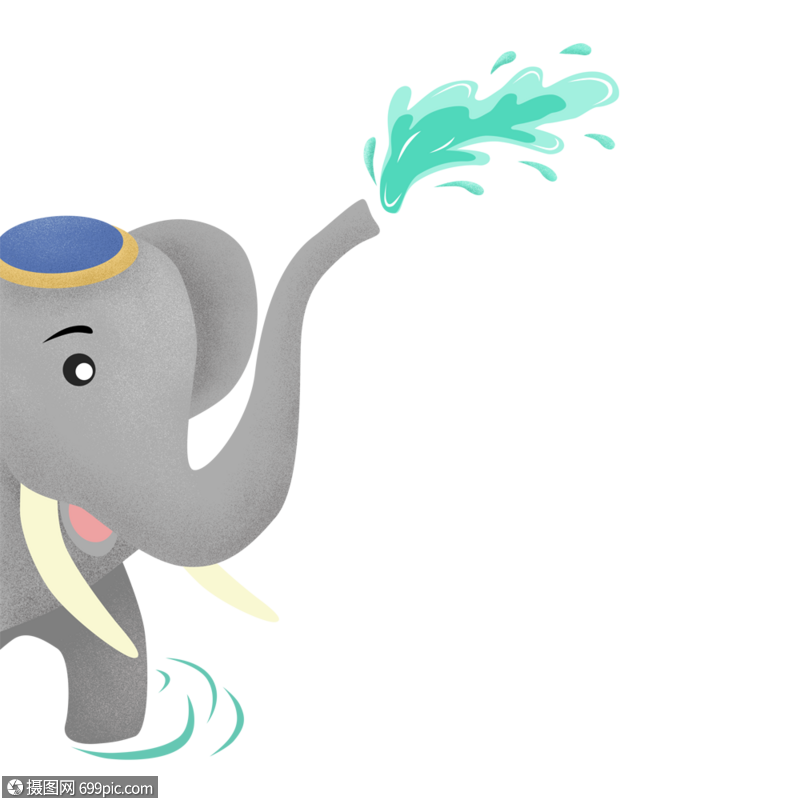 大象喷水的大象手绘大象
