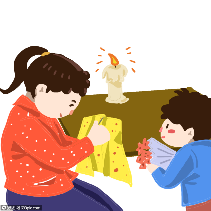 免抠元素 手绘/卡通元素 妈妈缝补衣服.psd