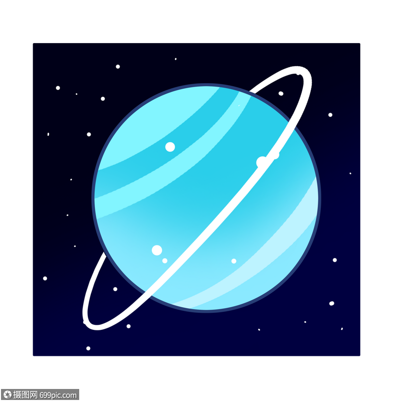 浅蓝色的星球星球手绘卡通星球