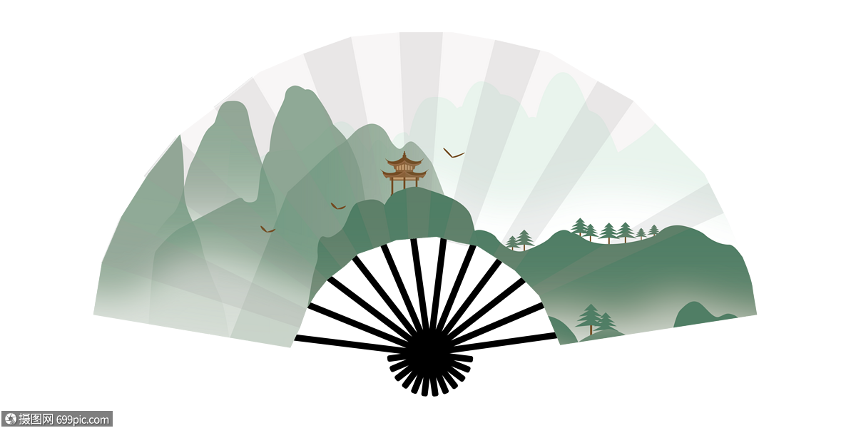 矢量中国风折扇古风扇子