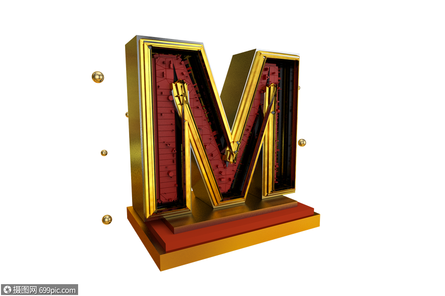 立体英文字母m高清图片素材