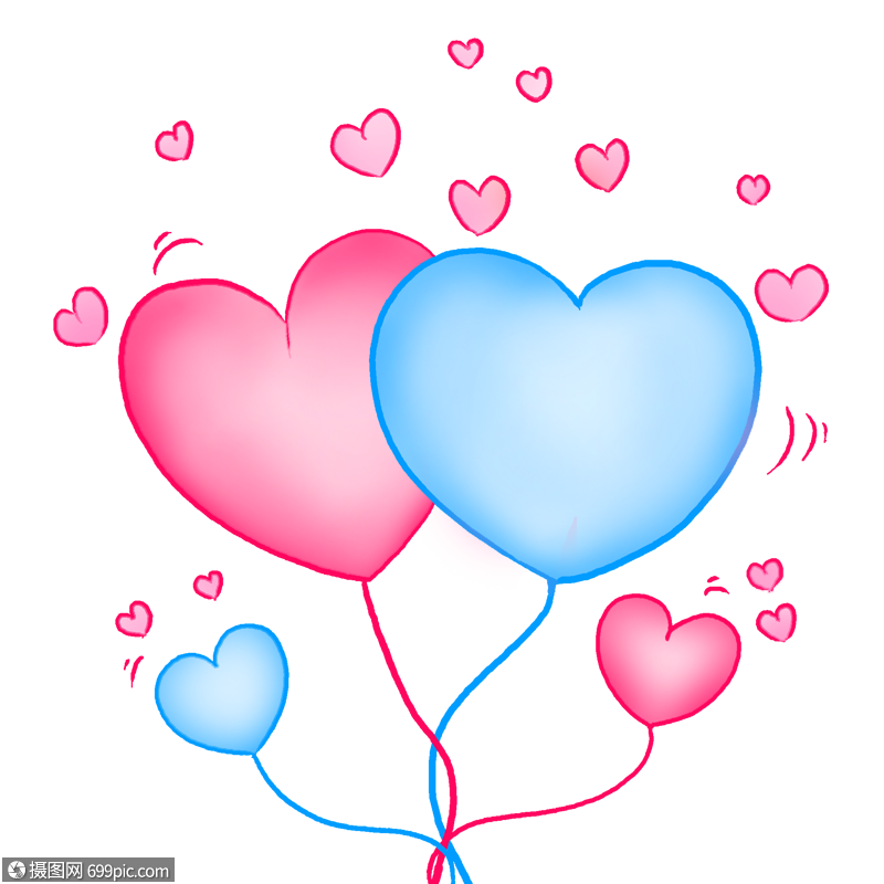 四颗心形蓝色动感图片