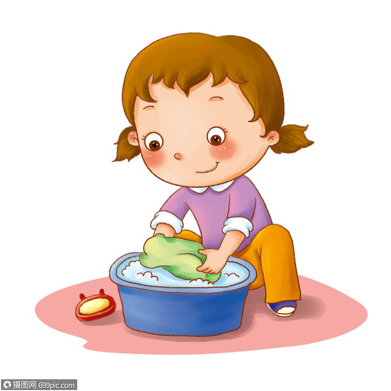女孩洗衣服做家务图片