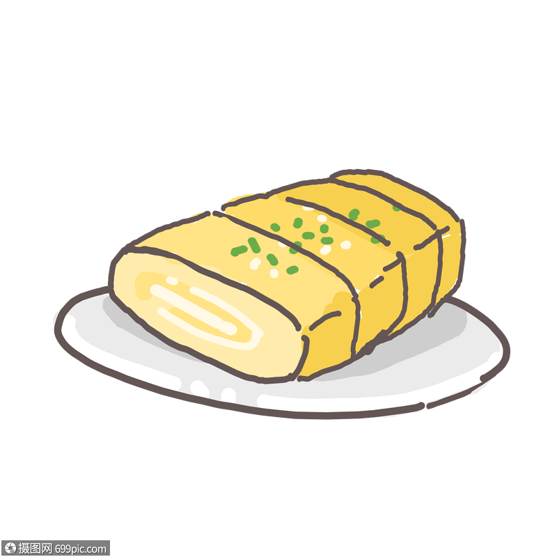 手绘/卡通元素 蛋卷厚蛋烧美食食物料理可爱.psd
