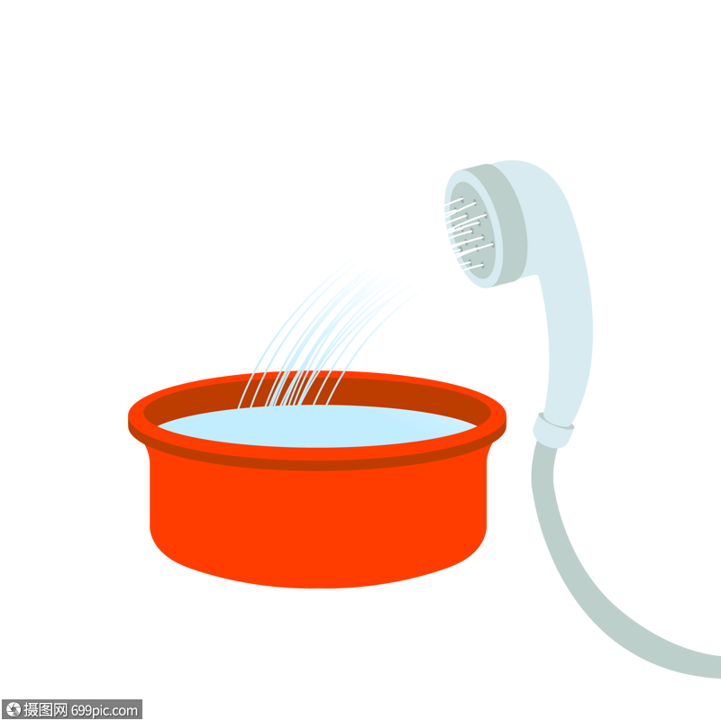 矢量扁平风格生活中花洒接水场景