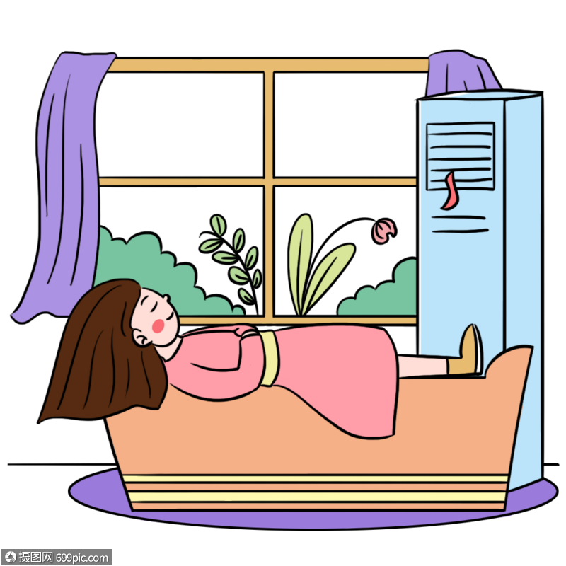 卡通夏季吹空调卡通人元素