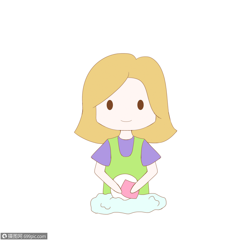 手绘卡通劳动节洗碗的围裙妈妈