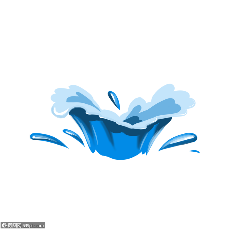 创意小清新手绘卡通小水花免抠图元素夏日